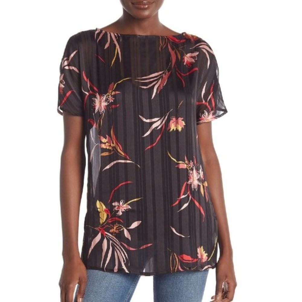 14th & Union Floral Striped Popover Tunic